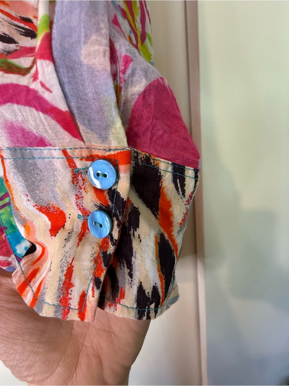 Colorful Abstract Print Button-Down Shirt - Multicolor - Picture 5 of 8
